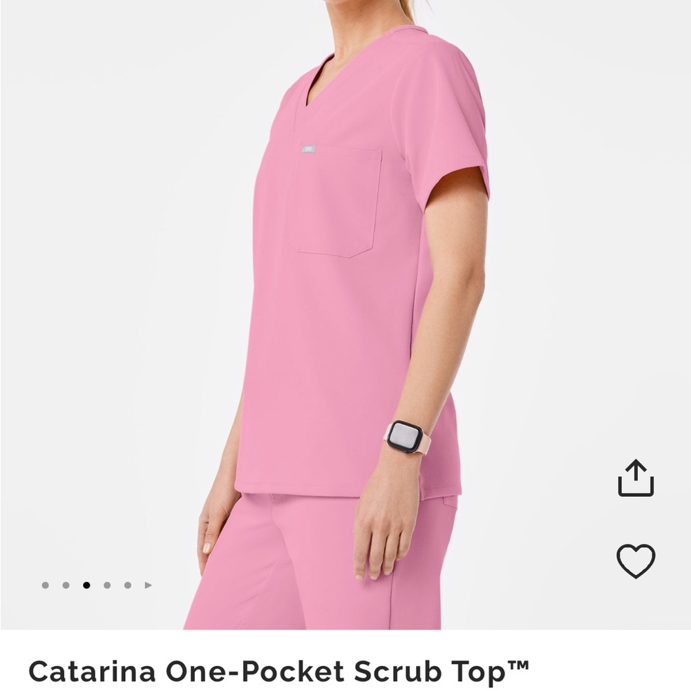 Figs chalk pink one pocket scrub top